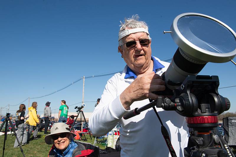 People watching the solar eclipse