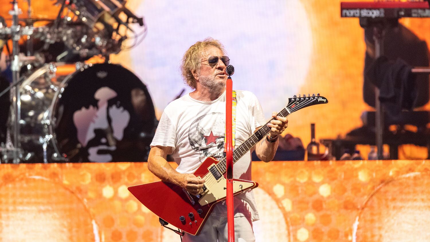 Sammy Hagar performs during the Best of All Worlds Tour at PNC Music Pavilion on July 19, 2024.