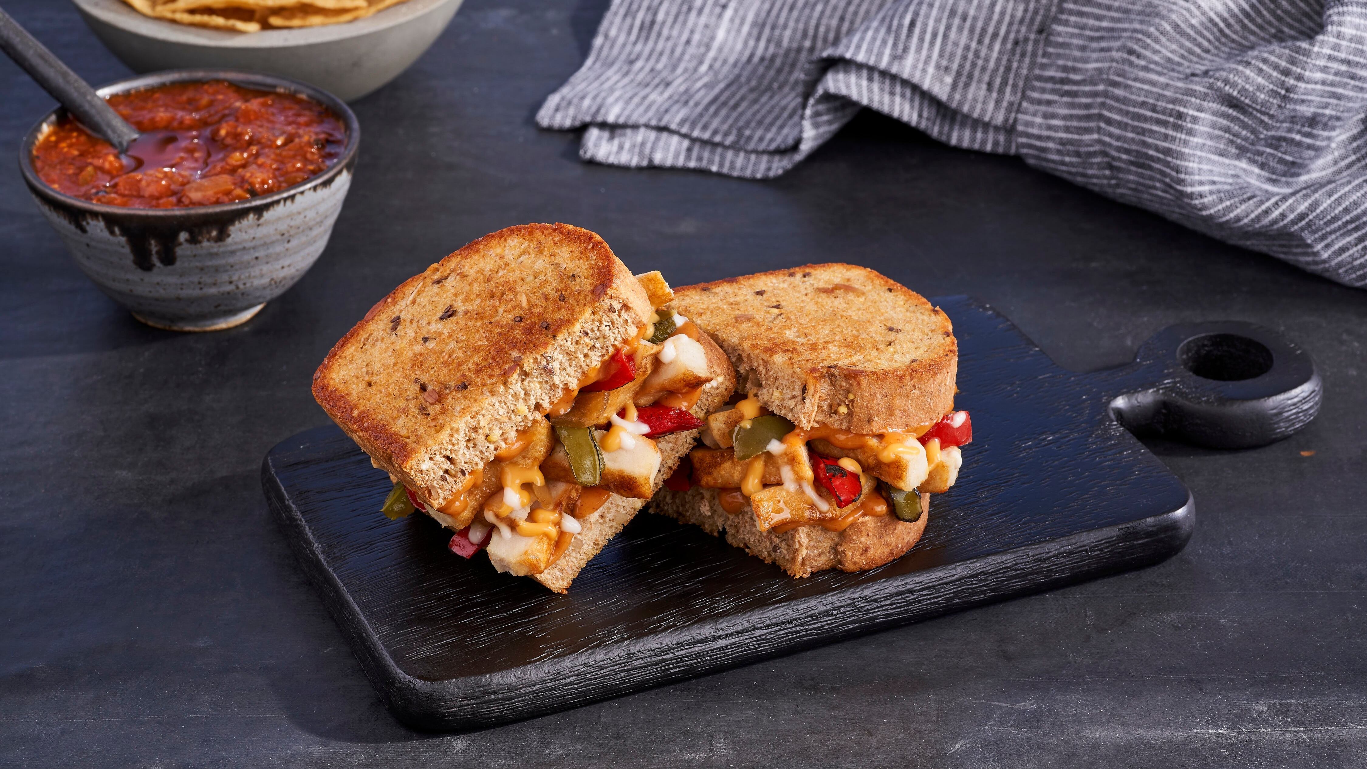 A hot sandwich on a plate